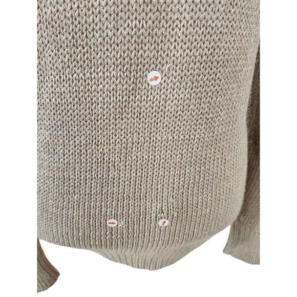 Vintage 80s Enfin Marcia Hand Loomed Brown Lace Knit Sweater M Ruffles - Picture 6 of 7